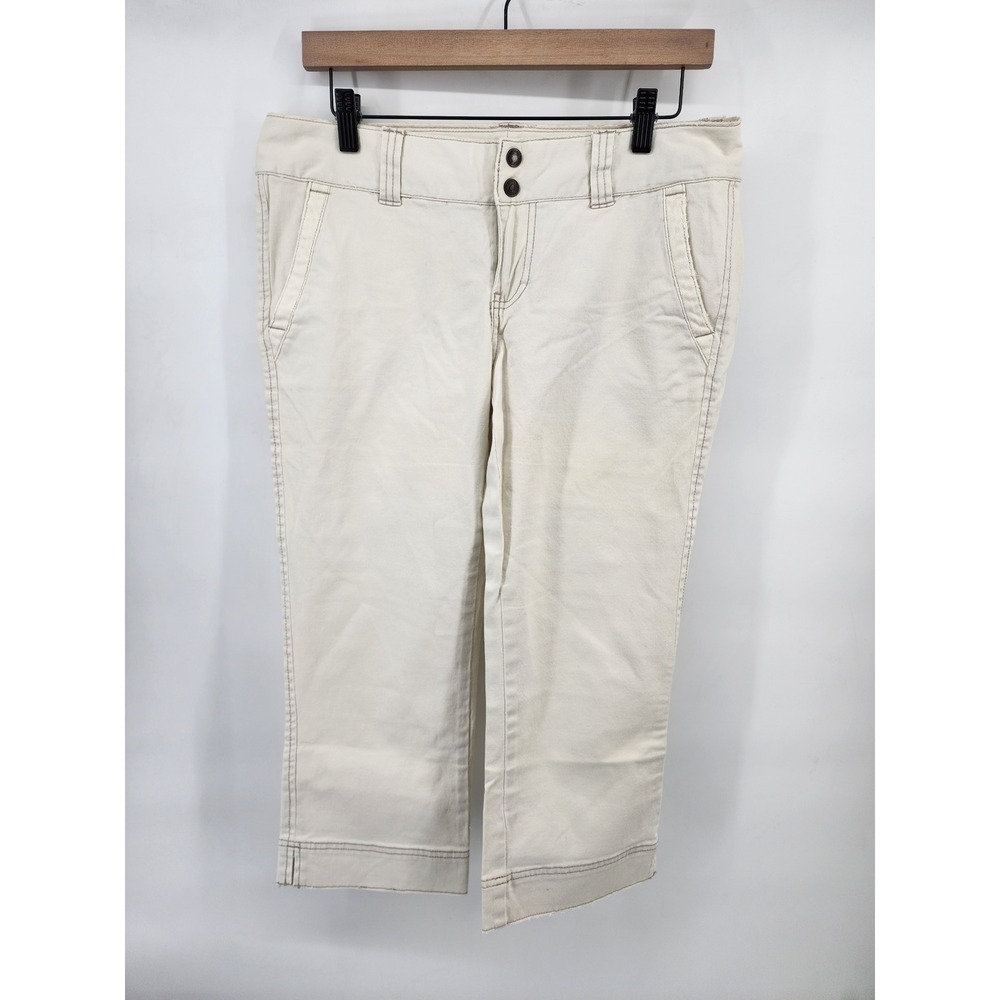 American Eagle Outfitters Womens Cream Stretch Crop Capri Pants Size 8